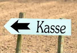 Schild zur Kasse